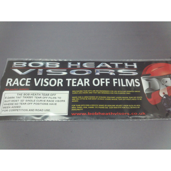 BOB HEATH Bob Heath Tear Offs Dark Tint Arai Pack of 5 [TOVALKK]
